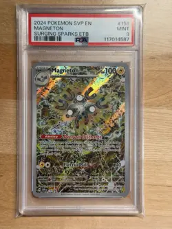2024 Pokemon S&V BSP Promo Surging Sparks ETB #159 Magneton Holo PSA 9 - Image 1