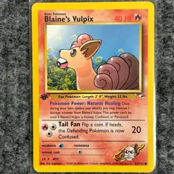 Vintage Pokemon Gym Heroes Blaine's Vulpix 65/132 Common NM - Image 1