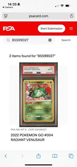 Pokemon Go 2022 Radiant Venusaur 004/078 PSA 8 - Image 5
