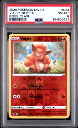 2020 POKEMON SWORD & SHIELD REBEL CLASH #024 VULPIX-REVERSE FOIL PSA 8 - Image 1