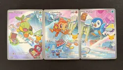 Pokemon First Partner Illustration Rare Turtwig Chimchar Piplup 30th Anniversary - Image 1