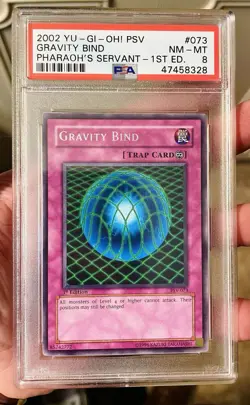 1st Edition Pharaoh’s Servant Gravity Bind PSV-073 Yugioh VINTAGE (2002) PSA 8 - Image 1