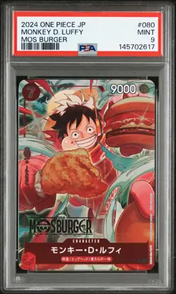 One Piece Japanese Monkey D. Luffy P-080 Mos Burger Promo PSA 9 - Image 1