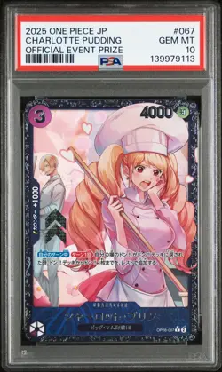 2025 ONE PIECE JPN PROMOS OFFICIAL EVENT PRIZE #067 CHARLOTTE PUDDING PSA 10 - Image 1