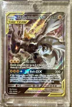 Pokemon TCG Pikachu And Zekrom GX Promo SM168 Tag Team Full Art Holo SM168! - Image 1