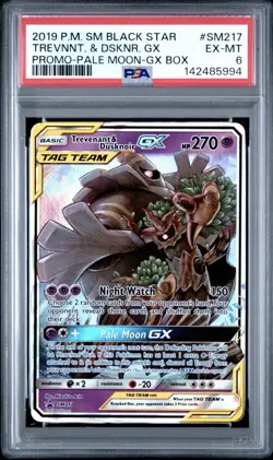 2019 POKEMON SM BLACK STAR PROMO #SM217 TREVNNT. & DSKNR. GX PROMO PSA 6 - Image 1