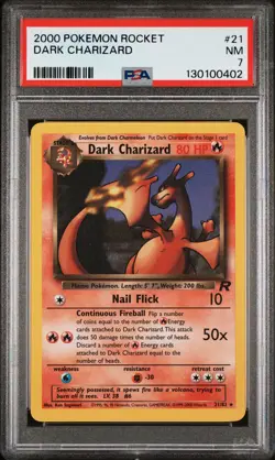2000 POKEMON ROCKET #21 DARK CHARIZARD PSA 7 - Image 1