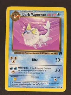 Dark Vaporeon 45/82 Uncommon Team Rocket Pokemon LP - Image 1