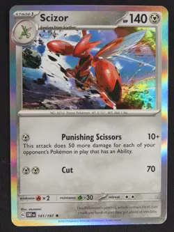 Scizor 141/197 Rare Obsidian Flames Pokemon Holo NM - Image 1