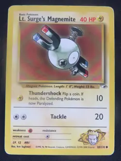Lt. Surge's Magnemite 80/132 Common Gym Heroes Pokemon LP - Image 1
