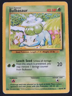 Bulbasaur 44/102 Common Base Set Pokemon LP - Image 1
