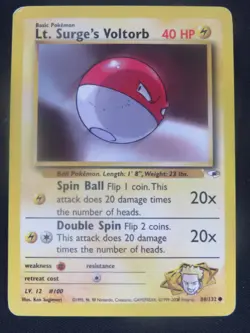Lt. Surge's Voltorb 84/132 Common Gym Heroes Pokemon LP - Image 1
