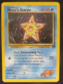 Misty's Staryu 92/132 Common Gym Challenge Pokemon LP - Image 1