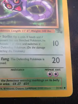 Arbok unlimited Fossil Uncommon 31/62 - WOTC Pokemon VG - Image 4