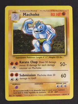 Machoke 34/102 Uncommon Base Set Pokemon Unlimited LP - Image 1