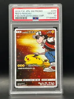 PSA 10 Red’s Pikachu 2018 PM JPN SM Promo Pokemon Center 20th Anniversary - Image 2