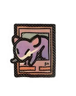 Pokemon Derpy Fan Art Mini Card Sticker 1.25" Rattata - Image 1