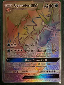 Pokemon Gyarados GX Full Art Rainbow Secret Rare Card 112/111 Crimson Invasion - Image 1