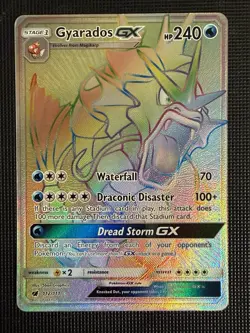 Pokemon Gyarados GX Full Art Rainbow Secret Rare Card 112/111 Crimson Invasion - Image 3