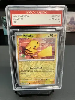 PIKACHU 2024 HOLO FOIL #051/162 Pokemon RARE Card GRADED 10 MINT - Image 1