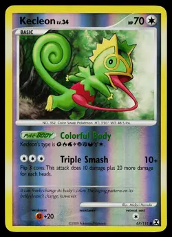 Pokemon Card - Kecleon Rising Rivals 67/111 Common Reverse Holo - Image 1