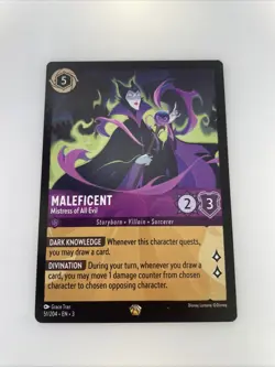 Disney Lorcana Card, Maleficent Mistress of All Evil 51/204 Legendary Regular NM - Image 1
