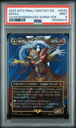 2025 MTG FF CHARACTER BORDERLESS-FOIL KEFKA COURT MAGE/KEFKA RULER OF RUIN PSA 9 - Image 1