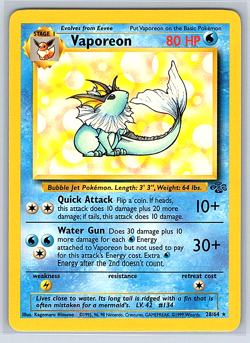 Vaporeon 28/64 Jungle NM or LP Pokemon Card - Image 1