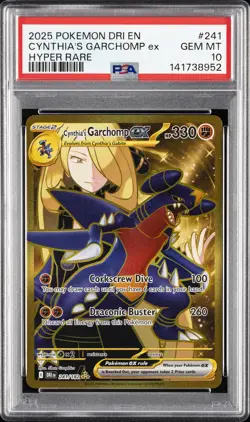 2025 POKEMON DRI EN-DESTINED RIVALS HYPER RARE #241 CYNTHIA'S GARCHOMP EX PSA 10 - Image 1