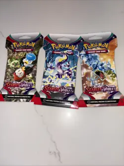 Pokemon TCG Scarlet & Violet Base Set Sleeved Booster Pack (3-Packs) New - Image 1
