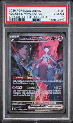 Pokemon Team Rocket's Mewtwo ex 231/182 Special Illustration Rare Holo PSA 10 - Image 2