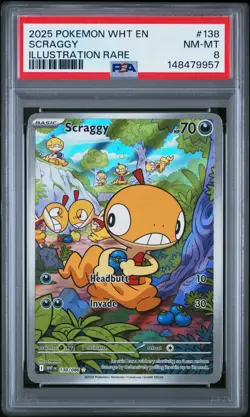 2025 POKEMON WHT EN-WHITE FLARE ILLUSTRATION RARE #138 SCRAGGY PSA 8 - Image 1