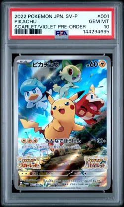 2022 POKEMON JPN SV PROMO SCARLET & VIOLET PRE-ORDER #001 PIKACHU PSA 10 - Image 1