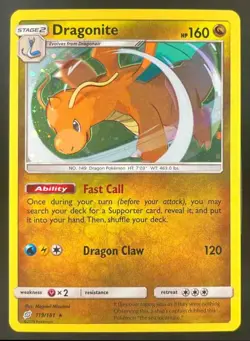 2019 Pokemon Sun & Moon Team Up #119/181 Dragonite Holo - Image 1
