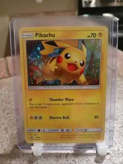 Pokemon TCG Pikachu SM76 Black Star Promo Cosmos Holo (LP) (Has Foil Printlines) - Image 1