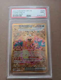 Pokemon 2023 PSA 9 MINT Charizard EX 228 Obsidian Flames Hyper Rare - Image 1