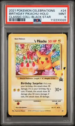 2021 POKEMON CELEBRATIONS CLASSIC COLL #24 BIRTHDAY PIKACHU-HOLO PSA 9 - Image 1