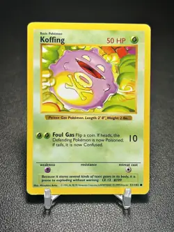 1999 Pokemon Base Set Unlimited Shadowless Koffing 51/102 - LP - Image 1