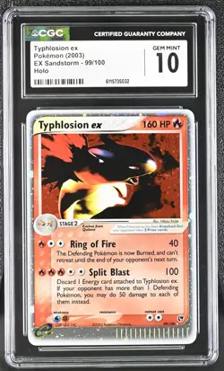 CGC 10 GEM MINT Typhlosion ex 2003 EX Sandstorm 99/100 Holo Pokemon Card - Image 1