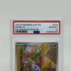 Mimikyu 075 SV: Scarlet & Violet Promo Pokemon Paldean Fates ETB PSA 10 - Image 2