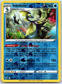 POKEMON SWORD & SHIELD INTELEON 058/202 RARE REVERSE HOLO NM - Image 1