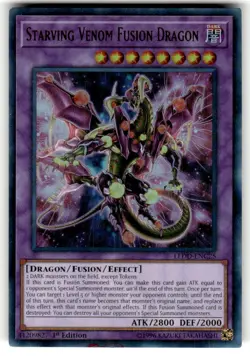 Starving Venom Fusion Dragon LEDD-ENC25 Ultra Rare 1st Edition YuGiOh Card NM - Image 1
