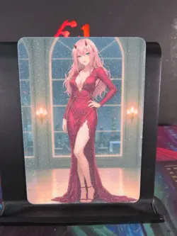 02 Zero Two Darling in Franxx Art Card Glitter Anime Sexy Waifu CCG Custom NM - Image 1