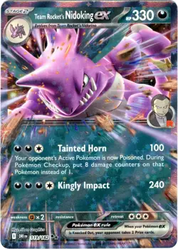 Pokemon TCG Team Rocket's Nidoking ex 119/182 Double Rare Sv: Destined Rivals NM - Image 1