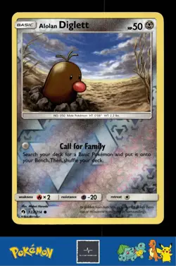 2018 Pokemon SM Lost Thunder 122/214 Alolan Diglett Reverse - Image 1