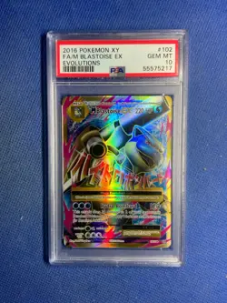 2016 POKEMON XY EVOLUTIONS #102 FULL ART/M BLASTOISE EX PSA 10 - Image 1