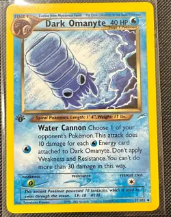 Pokemon 2002 Neo DESTINY 1st Edition DARK OMANYTE 37/105 NM - never played - Image 1