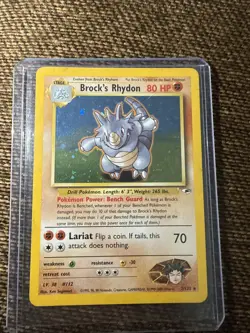 Pokemon TCG Brock's Rhydon #2 [LP] Gym Heroes Vintage Rare Holo - Image 1
