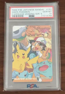 PSA 10 Gem Mint 1999 Bandai Ash's Pokemon #191 Japanese Carddass Vending Ser. 5 - Image 1