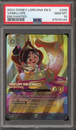Disney Lorcana Vanellope Von Schweetz Sugar Rush Princess Enchanted #206 PSA 10 - Image 1